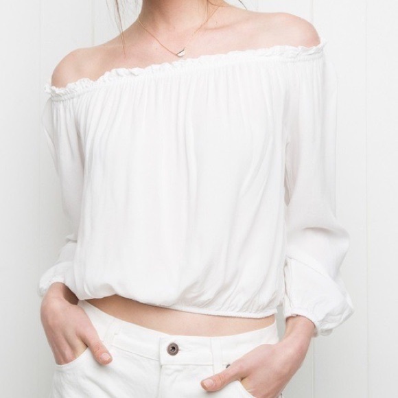 Brandy Melville White Off the Shoulder Maura Top - Picture 2 of 10